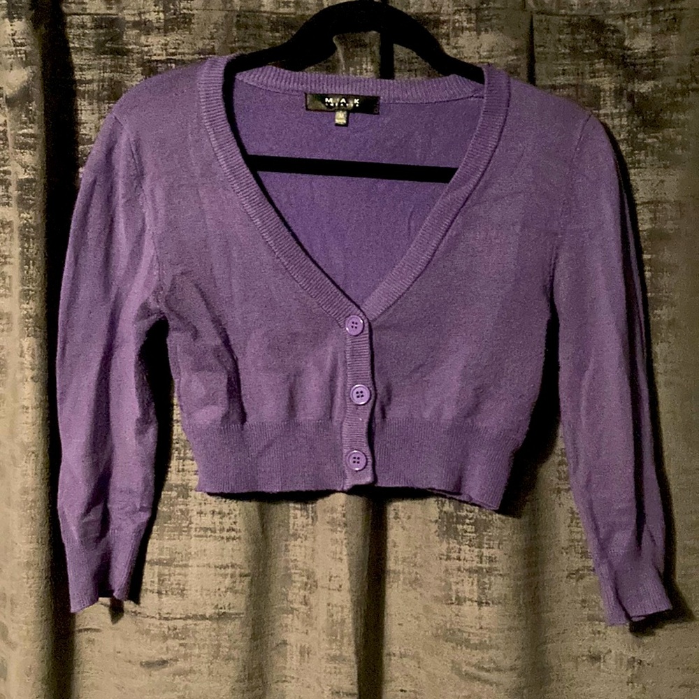 Purple Cropped Cardigan